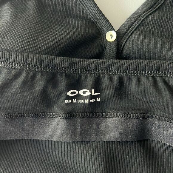 New OGL Plantive® Stretch Cotton Halter Neck Faux Button Placket Brami - Black - Picture 5 of 10